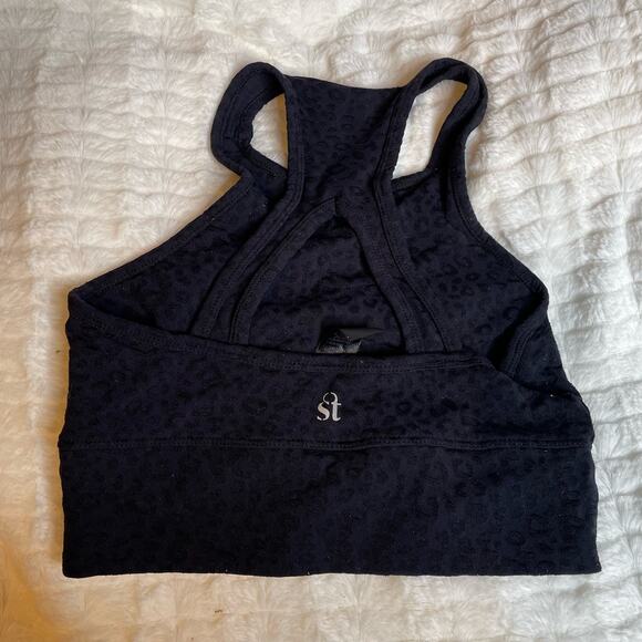 STRUT THIS One Size Navy Black Racerback Sports Bra No Padding Leopard Cheetah - Picture 2 of 3